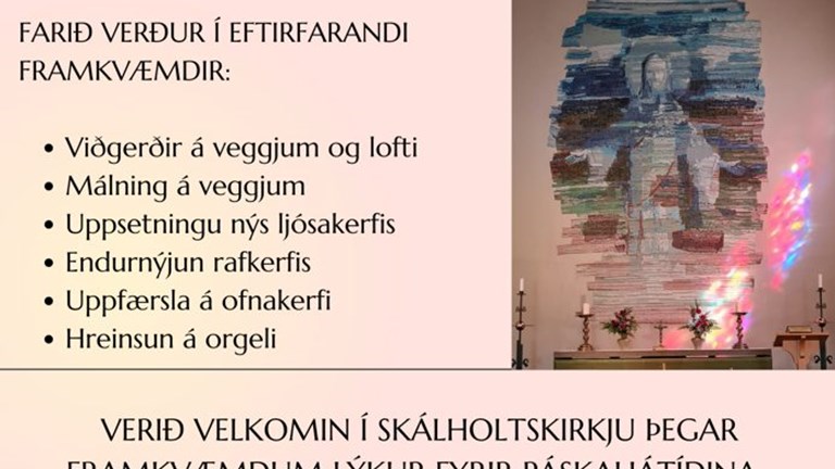 Skálholtskirkja er nú lokuð vegna viðgerða
