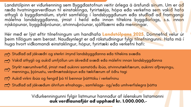 Landsstólpinn 2025 - Opið fyrir tilnefningar