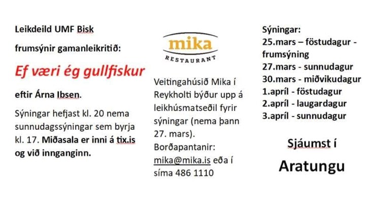 Leikrit í Aratungu framundan