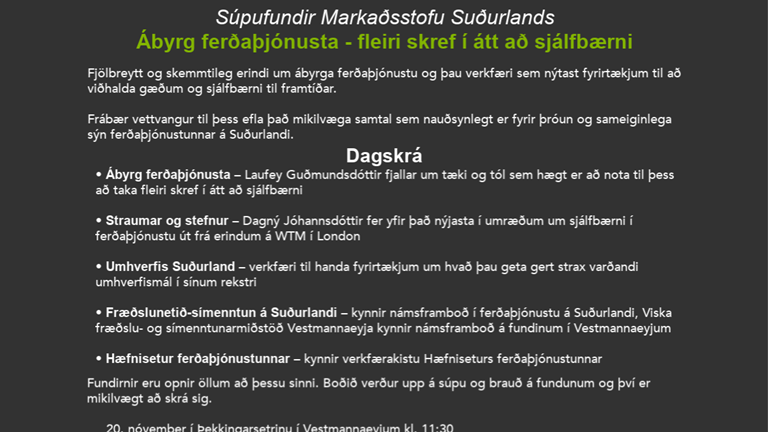 Ábyrg ferðaþjónusta - súpufundir í nóvember